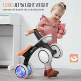 Umatoll Colorful Lighting Baby Balance Bike Toys for 1 Year Old Boys Gifts, Adjustable Seat Baby Walker, One Year Old Boy Birthday Gifts, 12-24 Months Toddler First Ride on Toys