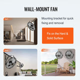 VEVOR 18 inch Wall Mount Fan Waterproof 2 Packs, 3 speed High Velocity 4000 CFM Industrial Wall Fan for Indoor, Commercial, Residential, Warehouse, Greenhouse, Workshop, Basement, Garage,Black