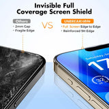 UNBREAKcable 3-Pack Glass for iPhone 15 Pro Screen Protector, Double Shatterproof Tempered Glass [Easy Installation Frame] [9H Hardness] [Full Coverage] [HD Clear] for iPhone 15Pro 6.1 inch