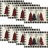 Artoid Mode Waterclor Buffalo Plaid Christmas Trees Placemats Set of 4, 12x18 Inch Winter Table Mats for Outdoor Home Party Kitchen Dining Decor