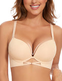 Push Up Padded Bras for Women Add 2 Cups Plunge T Shirt Everyday Bra Seamless Underwire Support