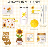 10Pcs Sunshine Gift for Women - Unique Care Package with Sunflower Gifts, Friendship Box of Sunshine for Mom Sister Wife, Get Well Soon & Birthday Present, Self Care Basket for Women Recovery