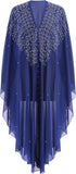 OBEEII Muslim Dress for Women Loose Batwing Sleeved Hooded Beaded Embroidery Long Abaya Dress Kaftan Abayas Islamic Robe