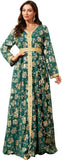 Embroidery Abayas for Women Muslim Moroccan Floral Maxi Kaftan Dress Arabic Islamic Dubai Robe Ramadan Prayer Clothes