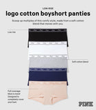 Victoria's Secret PINK Cotton Logo Boyshort Panty Pack, Panties for Women, Fall Basic Pack, M