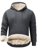 Flygo Men's Casual Fleece Sherpa Lined Hoodie Winter Warm Pullover Hooded Sweatshirt(Black-XL)