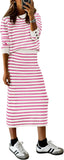 PRETTYGARDEN 2 Piece Skirts Sets For Women Fall Fashion 2025 Striped Sweater Dress Knit Lounge Travel Outfits Winter Clothing
