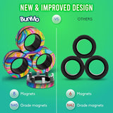 BUNMO Magnetic Rings Stocking Stuffers for Teens - Fidget Toys Adults - Stocking Stuffers for Boys - Magnetic Fidget Rings - Improved Stronger Magnets - Great Teen Gift - Multicolor