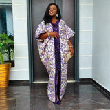HD Women's Sequin African Bubu Dress Front Slit Stylish Plus Size Gown