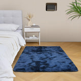 duduta Navy Blue Fluffy Plush Runner Rugs 2x6 ft Tie Dye Rectangle Shag Rug for Bedroom Dorm Living Room Kids Room, Machine Washable Anti-Slip