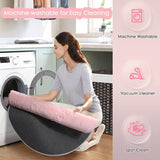 Amdrebio Light Pink Round Rug 4Ft for Girls Bedroom, Fluffy Circle Area Rugs for Kids Room Decor Aesthetic, Cute Shag Fuzzy Carpet for Nursery, Preppy Dorm, Classroom, Playroom, Teen, Baby, Washable