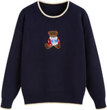 CIDER Women's Fall Sweaters Long Sleeve Cute Sweaters Bear Graphic Crewneck Soft Knit Casual Cropped Pullover