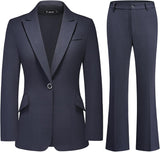 Women's Suit 2 Piece Set Pinstripe Blazer and Bootcut Dressy Pants Set for Work Office Business Outfits
