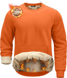 Pudolla Men's Sherpa Lined Sweatshirts Warm Soft Crewneck Sweatshirts Heavyweight Winter Pullover Kangaroo with Pouch Pocket