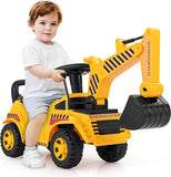 HONEY JOY Ride On Road Roller, Ride On Push Car for Toddlers, Adjustable Arm, Sound, Under-Seat Storage, Outdoor Ride on Construction Vehicle for Kids, No Power Ride On Toy for Boys Girls, Yellow