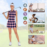 WOWENY Tennis Dress Polo Buttons Golf Dresses with Built in Shorts and Pockets Ruffle Sleeveless Athletic Workout Dress
