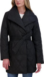 TAHARI womens Hourglass Quilted Wrap Coat