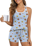 Ekouaer Womens Tank Top Pajama Set Comfy Sleeveless Sleepwear Racerback Cami and Shorts Pjs 2 Piece Summer Loungewear