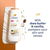 Dove Body Wash 4 Count Pampering Shea Butter & Vanilla for Renewed, Healthy-Looking Skin Gentle Skin Cleanser with 24hr Renewing MicroMoisture 20 oz