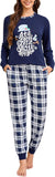 difficort Womens Christmas Pajamas Long Sleeve Pj Set Soft Plaid Pants Sleepwear with Pockets