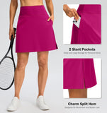 SANTINY 18" Skorts for Women 3 Pockets High Waist Long Athletic Tennis Skirt Golf Skort for Casual Summer Travel