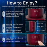 Temperature Control Heated Coffee Mug Smart Self Heating Travel Mug 12 Oz App Controlled Warmer Mug 4-10 Hour LED Display Keep Coffee Hot All Day Fast Wireless Charger Base Rogue red