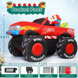 GOOSH 7.5 FT Long Christmas Inflatables Monster Truck Outdoor Decorations Blow Up Yard Santa Claus with Presents on Truck with Built-in LEDs for Garden Lawn Indoor Party Décor
