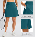 SANTINY 18" Skorts for Women 3 Pockets High Waist Long Athletic Tennis Skirt Golf Skort for Casual Summer Travel