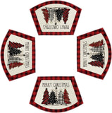 Artoid Mode Waterclor Buffalo Plaid Christmas Trees Placemats Set of 4, 12x18 Inch Winter Table Mats for Outdoor Home Party Kitchen Dining Decor