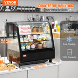 VEVOR 3.5 Cu.Ft Countertop Pastry Case ETL NSF DOE Certified Commercial Display Refrigerator with LED Lighting, Turbo, Frost-Free Air-Cooling, Rear Sliding Door, Curved, Black