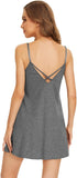 WiWi Cotton Lingerie for Women Sexy Full Slip Nightgown Lace Babydoll Chemise Mini Sleeveless Camisole Dress S-XXL