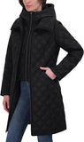 TAHARI Women's Quilted Jacket – Silky Taffeta, Water-Resistant, Attached Hooded Bib, Zip-Out Front, Fully Lined