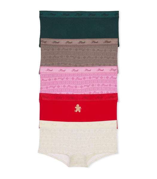Victoria's Secret PINK Women's Cotton Logo Boyshort Underwear, Full Coverage Panties for Women, Multi Pack (XS-XXL)