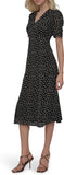DKNY Women's Short Sleeve Button Front Fit & Flare Midi Dress