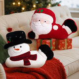 Lanpn Christmas Santa Snowman Throw Pillows Set of 2, Christmas Decoration Winter White Throw Pillows Soft Fleece Cute Throw Cushion for Sofa Bedroom Xmas Decor (19.5x17 inch & 18x14 inch)
