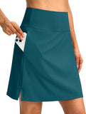 SANTINY 18" Skorts for Women 3 Pockets High Waist Long Athletic Tennis Skirt Golf Skort for Casual Summer Travel