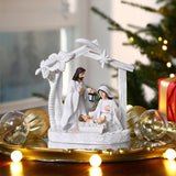 Alupssuc Nativity Set for Christmas Indoor Nativity Scene Decoration, Sculpted Hand Painted Nativity Figurines Scene with Manger, Nativity Figures Sets for Indoor Tabletop Decorations, White