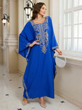 RanRui Women's Embroidered Kaftan Dresses Beach Blouse Cotton Gold Embroidery Holiday Robe Plus Size Caftans Kaftan Dress