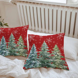 Outdoor Throw Pillow Covers Waterproof Pillow Cases 16x16in, Merry Christmas Tree Gradient Green Decorative Pillow Covers Cushion Cases for Couch Sofa Patio Garden,2 Pack Winter Snowflake on Red