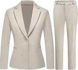 MODFUL Women's 2 Piece Business Suit Pant Set Slim Fit One Button Blazer Jacket Lady Work Suit for Office