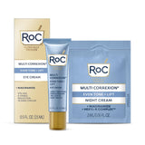 RoC Multi Correxion 5 in 1 Anti-Aging Eye Cream for Puffiness, Under Eye Bags & Dark Circles, Skin Care Treatment with Shea Butter, (.5 oz) with Night Cream Packette (Packaging May Vary)