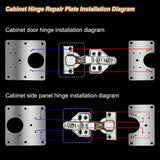 7DAY'S - 6 PCS Cabinet Hinge Repair Plate, Hinges Repair Fixing Plates, Stainless Steel Cabinet Repair Board, Kitchen Cupboard Door Hinge Repair Brackets Kit, Cabinet Fixing Plate Bracket with Mounting Screw