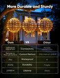 Brightown Christmas Ball Lights 3 Pack 12 Inch 120 LEDs, Battery Operated Sphere Lights with Timer,Waterproof 8 Modes with Hook for Outdoor Xmas Decorations Yard Porch Patio(Warmwhite)