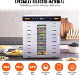 VEVOR Food Dehydrator, 10 Trays Stainless Steel Food Dehydrator Machine, 1000W Dehydrators with Digital Adjustable Timer & Temp, Dehydrator for Jerky Herb Meat Beef Fruit Dog Treats and Vegetables