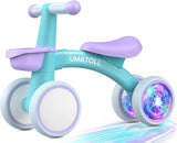 Umatoll Colorful Lighting Baby Balance Bike Toys for 1 Year Old Boys Gifts, Adjustable Seat Baby Walker, One Year Old Boy Birthday Gifts, 12-24 Months Toddler First Ride on Toys