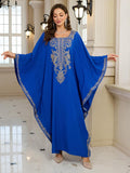 RanRui Women's Embroidered Kaftan Dresses Beach Blouse Cotton Gold Embroidery Holiday Robe Plus Size Caftans Kaftan Dress
