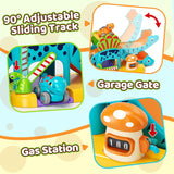 Lehoo Castle Toys for 1 Year Old Boys, Dinosaur Slide with 4 Mini Push Cars for Baby 12-18 Months, Infant Play Vehicle Set, Educational Learning First 1st Birthday Gifts for Kids, Girls, Toddlers 1-3