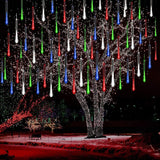 Kwaiffeo Christmas Lights Outdoor, 8 Tubes Meteor Shower Lights LED Snow Falling Icicle Cascading Light for Xmas Tree Wedding Decoration Party, UL Plug, White