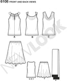 New Look Pattern 6108 - Misses Just 4 Knits Separates, Size: A (4-6-8-10-12-14-