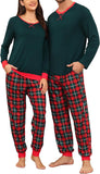 SWOMOG Couples Pajama Sets Women & Men Long Sleeve Sleepwear Top Plaid Pants Loungewear Set with Pockets